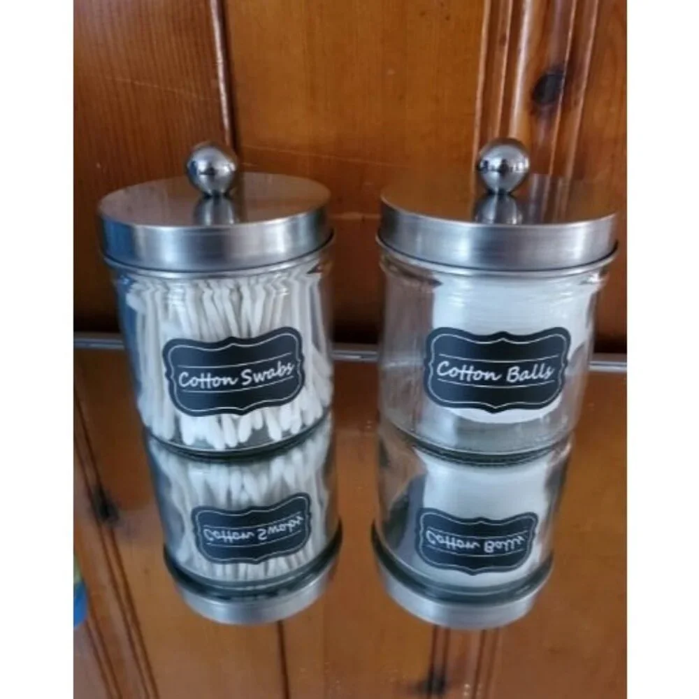 Bathroom Vanity Glass Storage Organizer Holder Canister Apothecary Jar